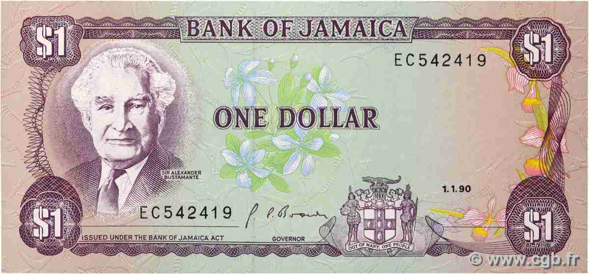 1 Dollar JAMAICA 1990 P.68Ad UNC-