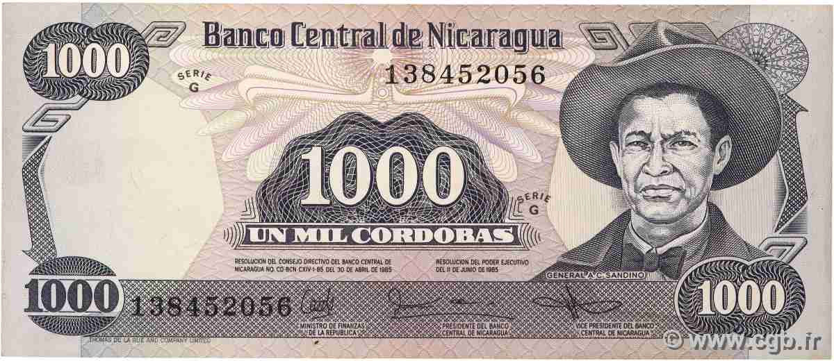 1000 Cordobas NICARAGUA 1987 P.145 VF+