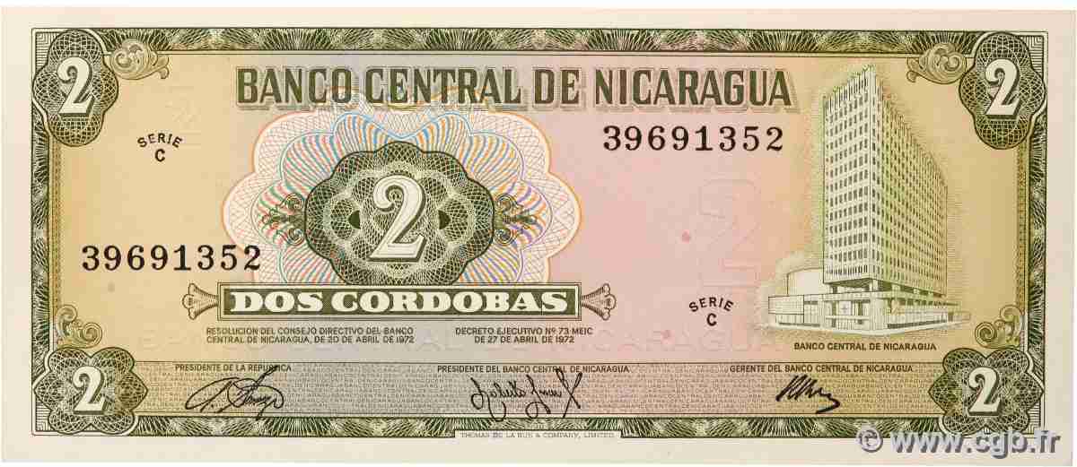 2 Cordobas NICARAGUA 1972 P.121 UNC-