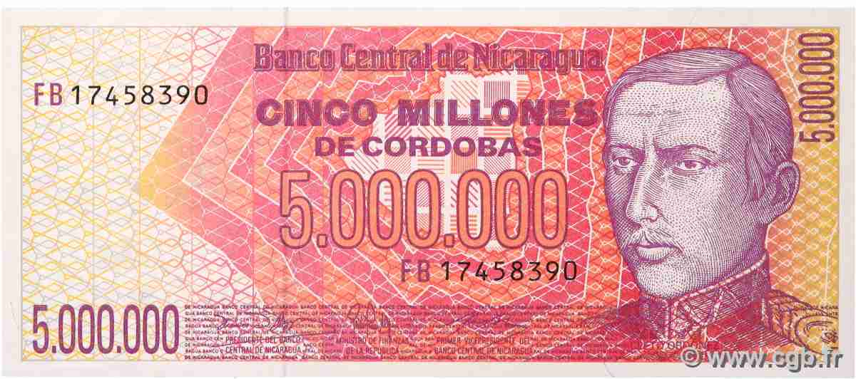 5000000 Cordobas NICARAGUA 1990 P.165 UNC