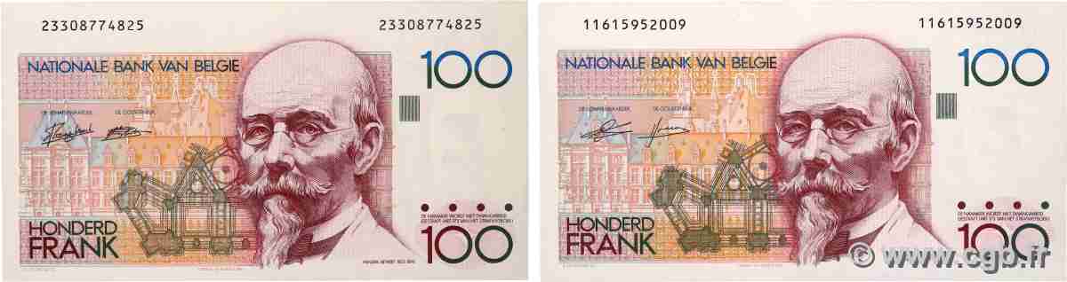 100 Francs Lot BELGIQUE 1982 P.142a NEUF