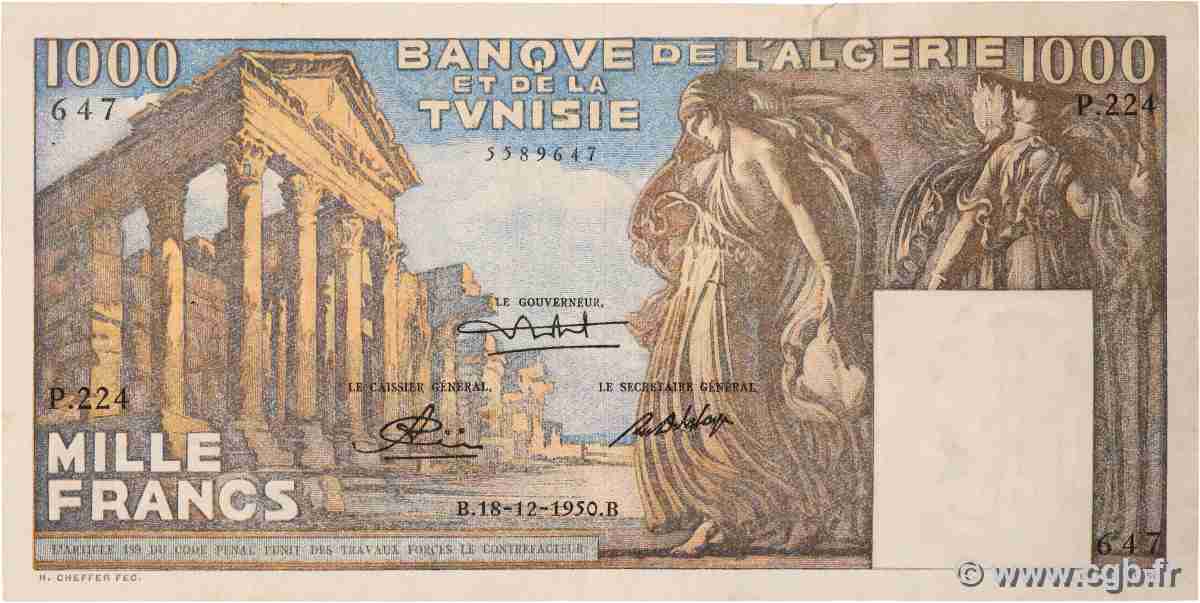 1000 Francs TUNISIA 1950 P.29a q.BB