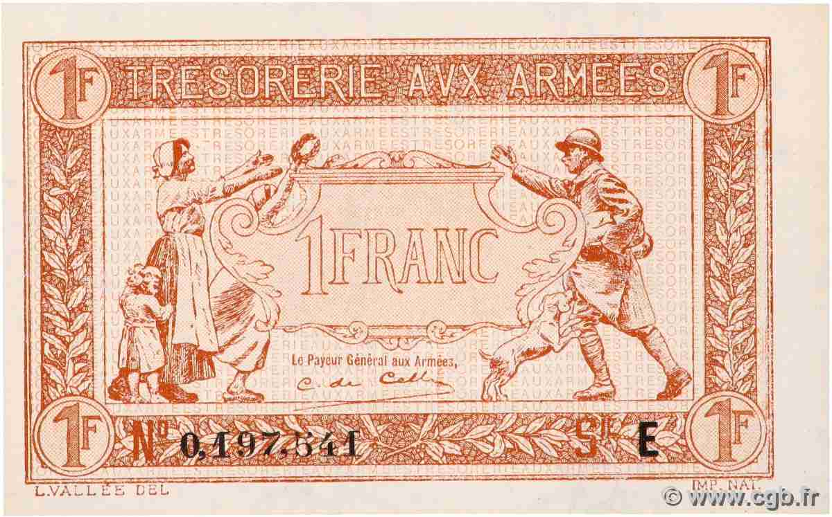1 Franc TRÉSORERIE AUX ARMÉES 1917 FRANCE 1917 VF.03.05 UNC-