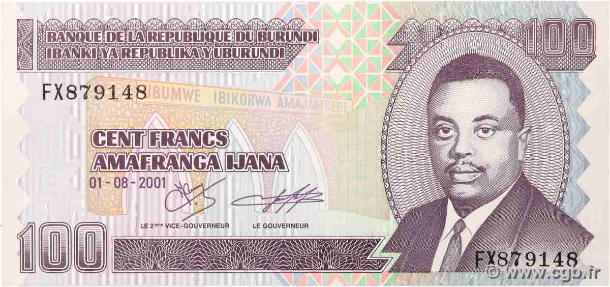 100 Francs BURUNDI 2001 P.37 FDC
