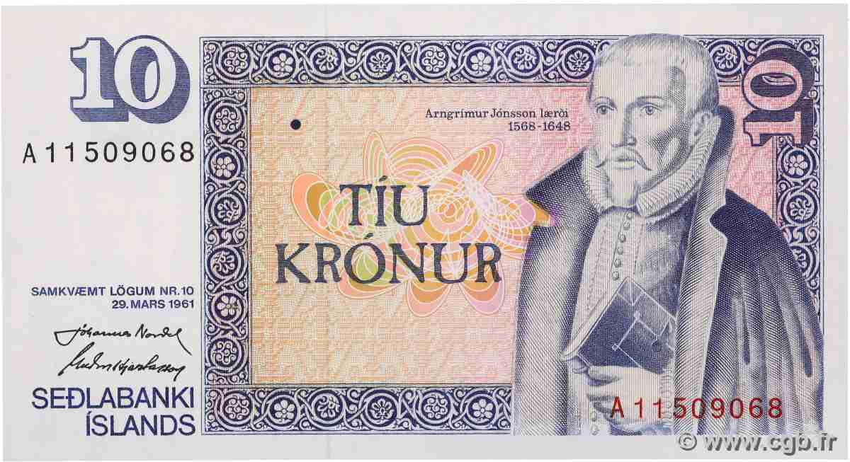 10 Kronur ISLANDE 1961 P.48a pr.NEUF