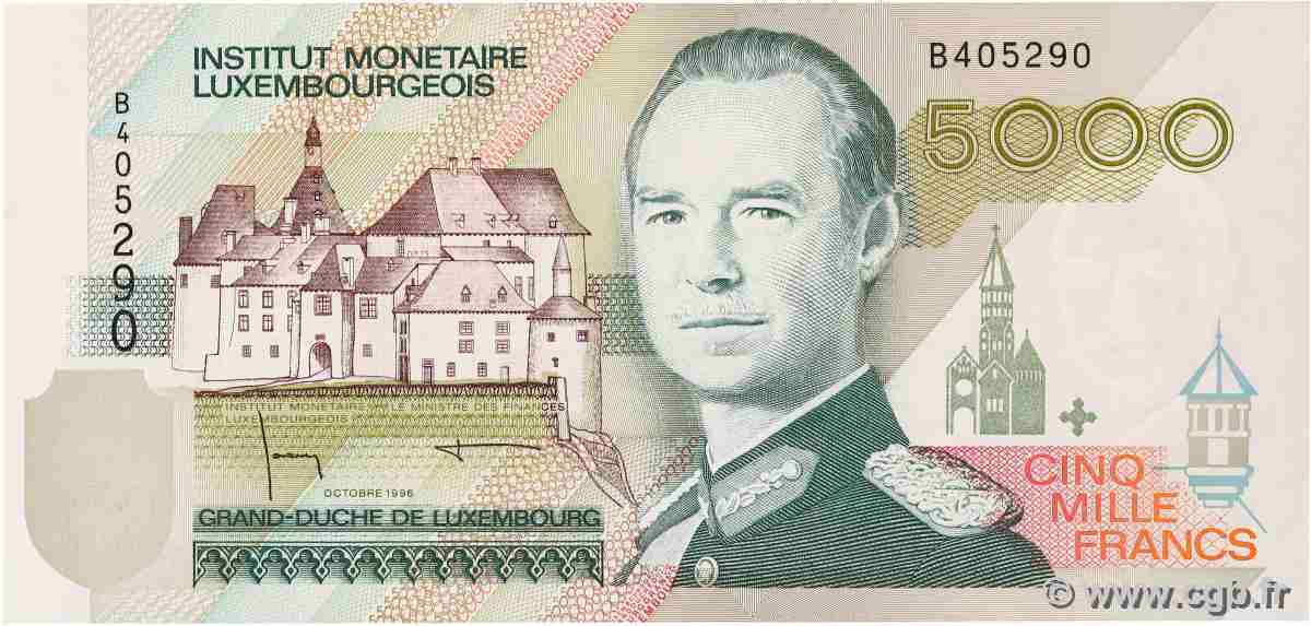 5000 Francs LUSSEMBURGO 1996 P.60b FDC