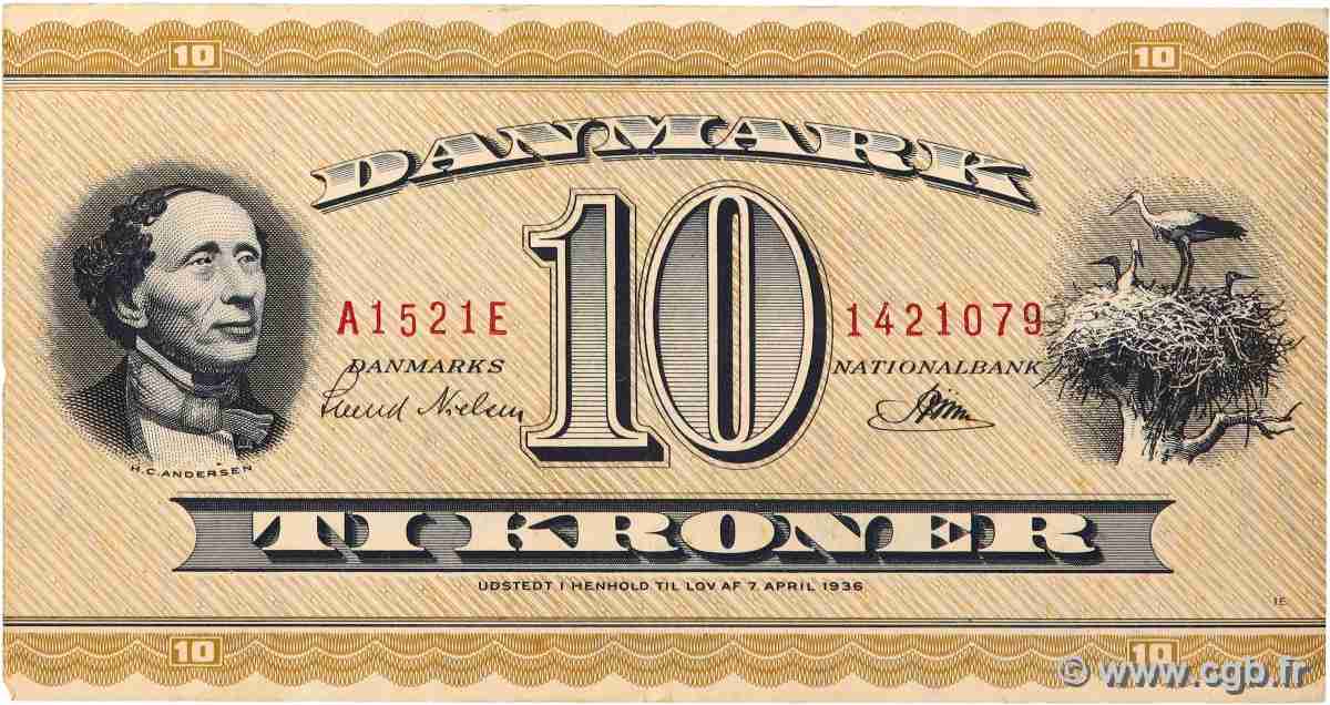 10 Kroner DANEMARK 1952 P.043d TTB+