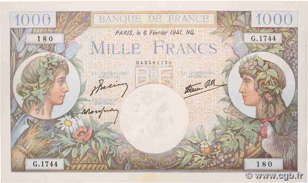 1000 Francs COMMERCE ET INDUSTRIE FRANCE 1941 F.39.04 SUP+