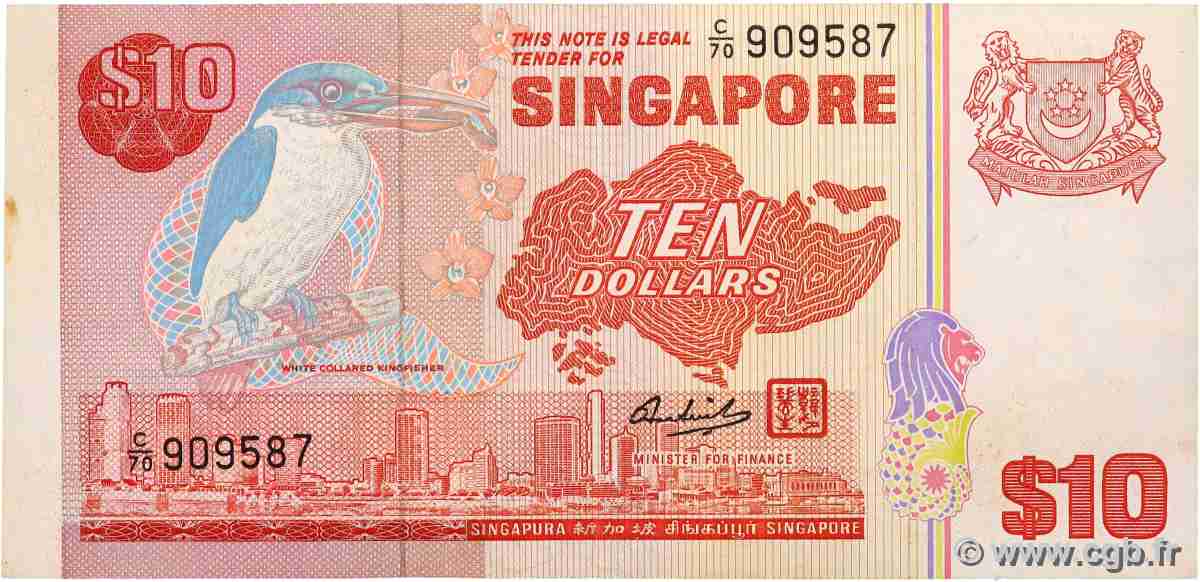 10 Dollars SINGAPORE 1980 P.11b BB