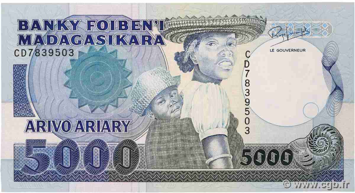 5000 Francs - 1000 Ariary MADAGASCAR 1988 P.073b UNC