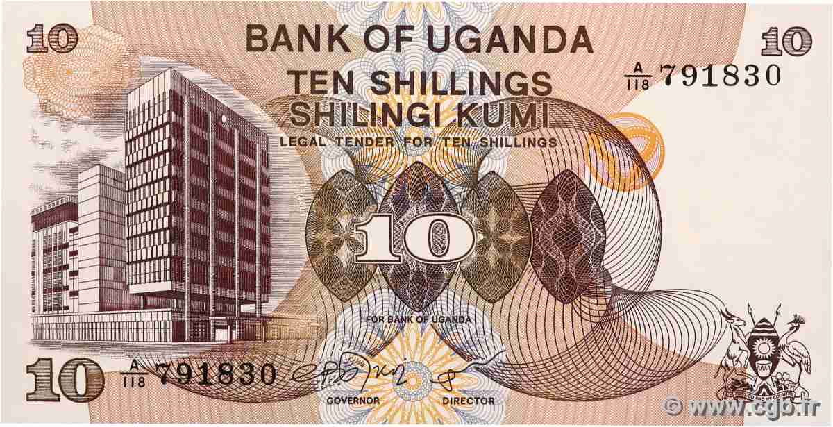 10 Shillings UGANDA 1979 P.11a UNC