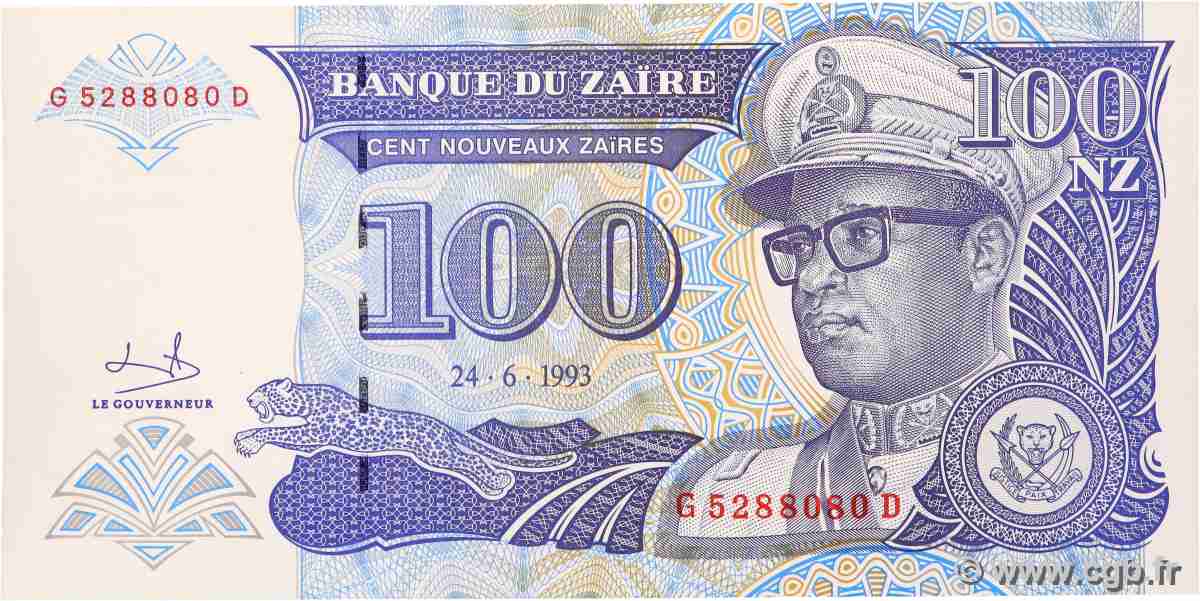 100 Nouveaux Zaïres ZAÏRE 1994 P.60 NEUF