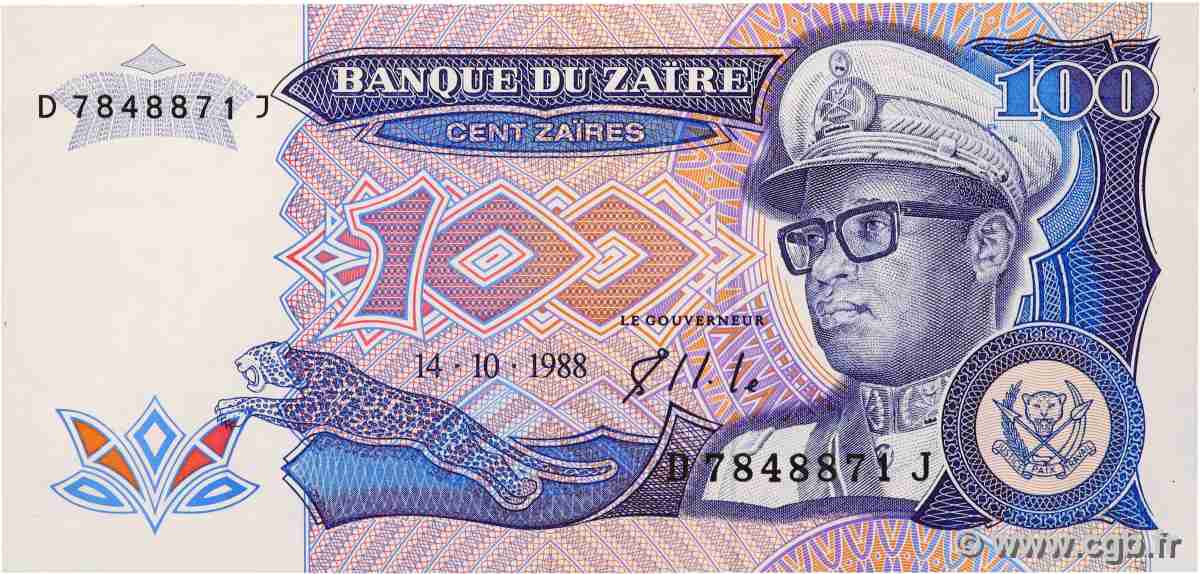 100 Zaïres ZAÏRE 1988 P.33 pr.NEUF