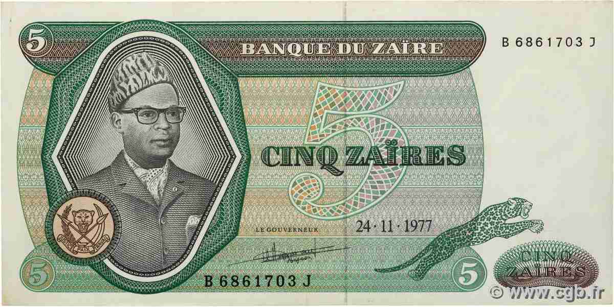 5 Zaïres ZAÏRE 1977 P.21b pr.SPL