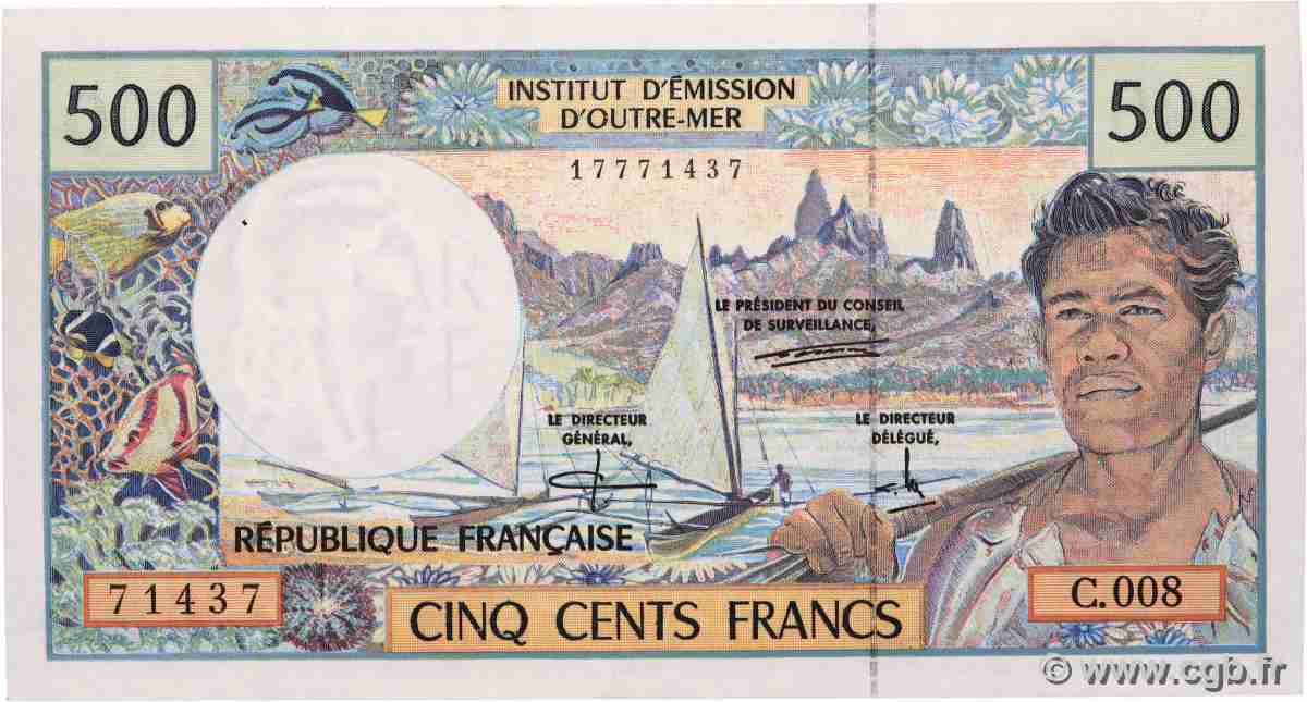 500 Francs POLYNESIA, FRENCH OVERSEAS TERRITORIES 1992 P.01c VF+