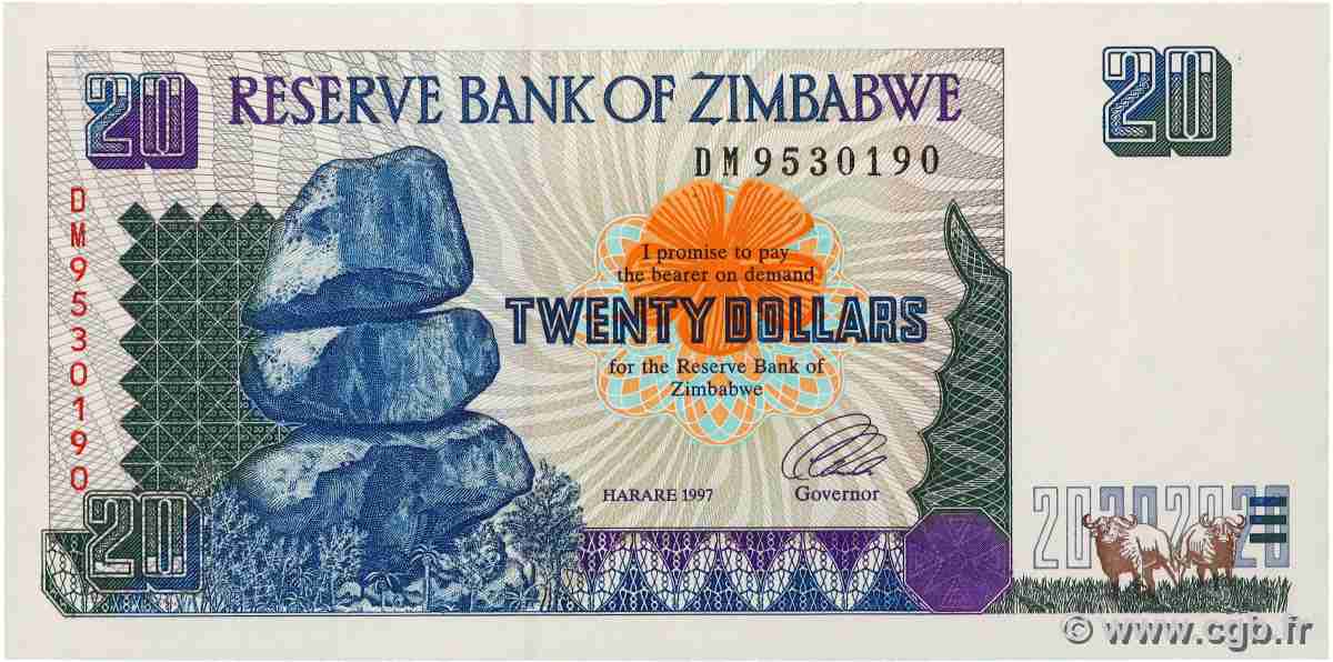 20 Dollars ZIMBABWE 1997 P.07 NEUF
