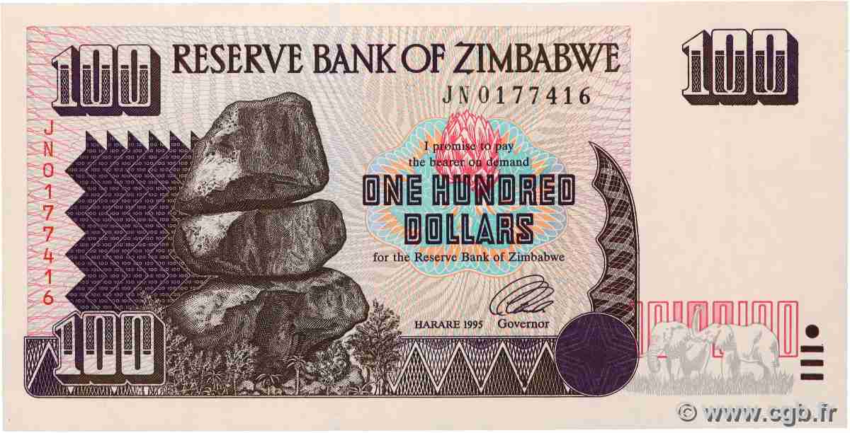 100 Dollars ZIMBABWE 1995 P.09 NEUF