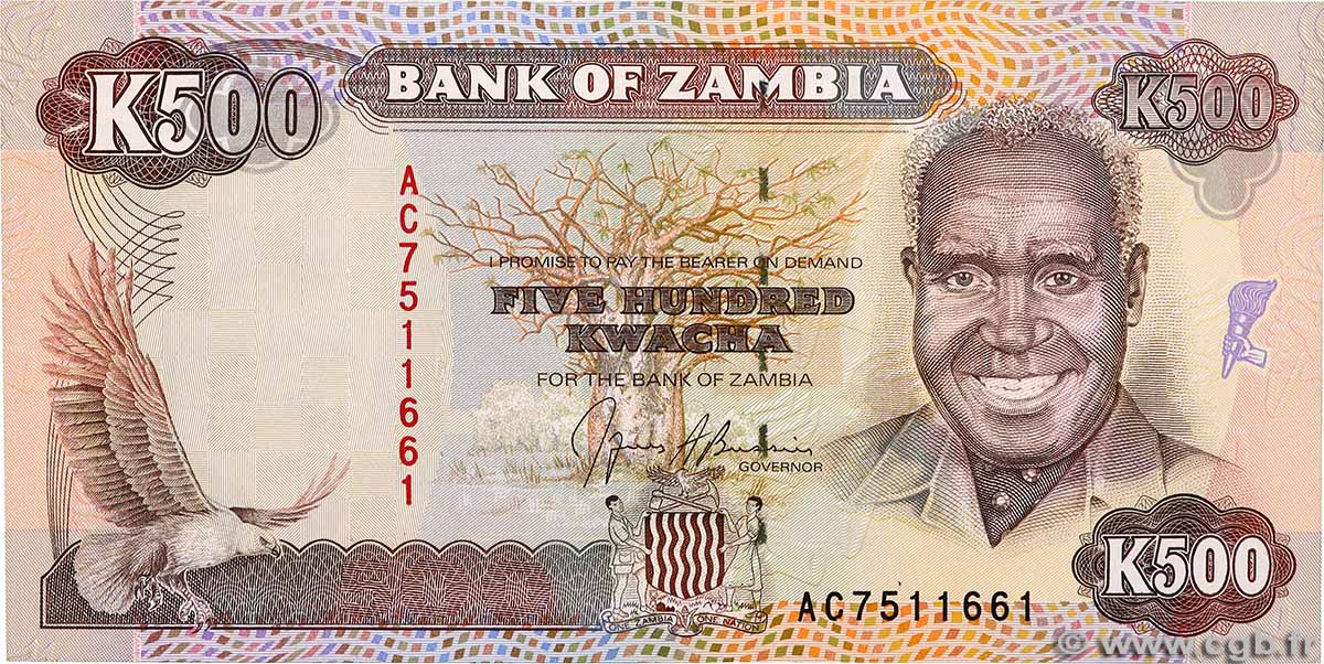 500 Kwacha ZAMBIE 1991 P.35a NEUF