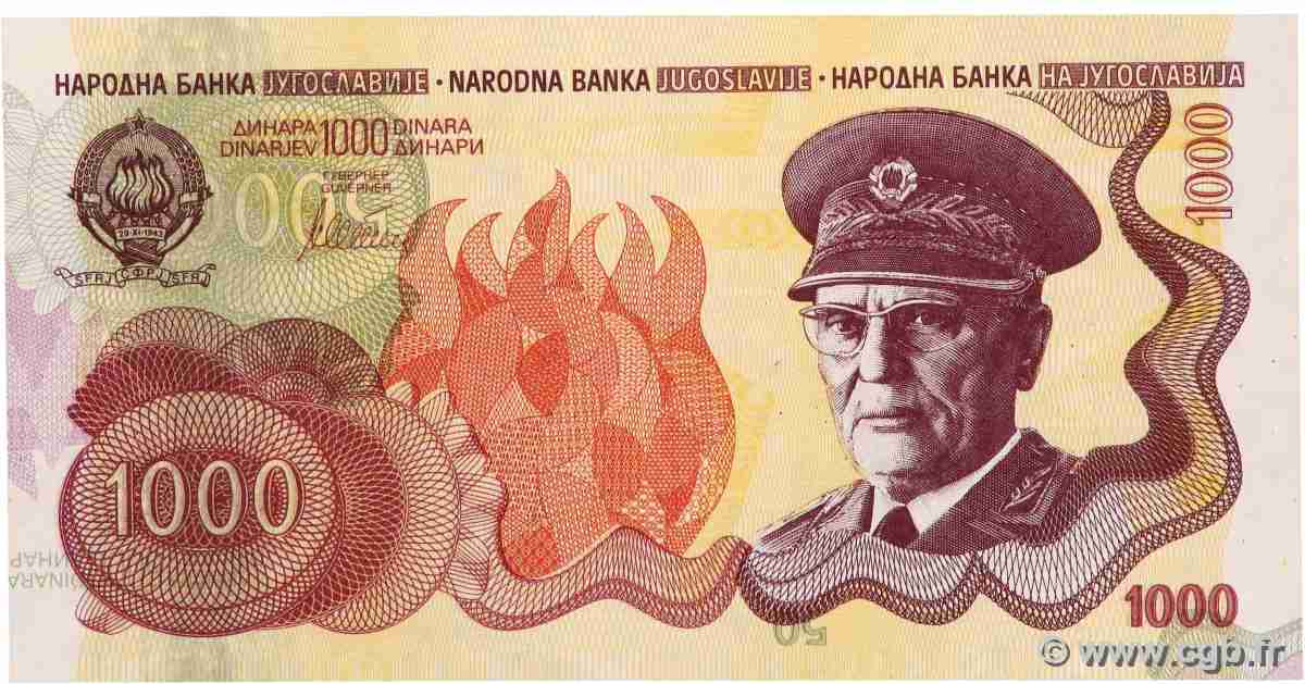 1000 Dinara Non émis YUGOSLAVIA 1979 P.101(B) FDC