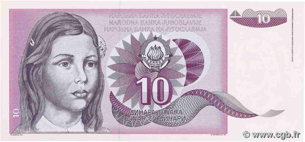 10 Dinara Non émis YUGOSLAVIA 1991 P.107A AU