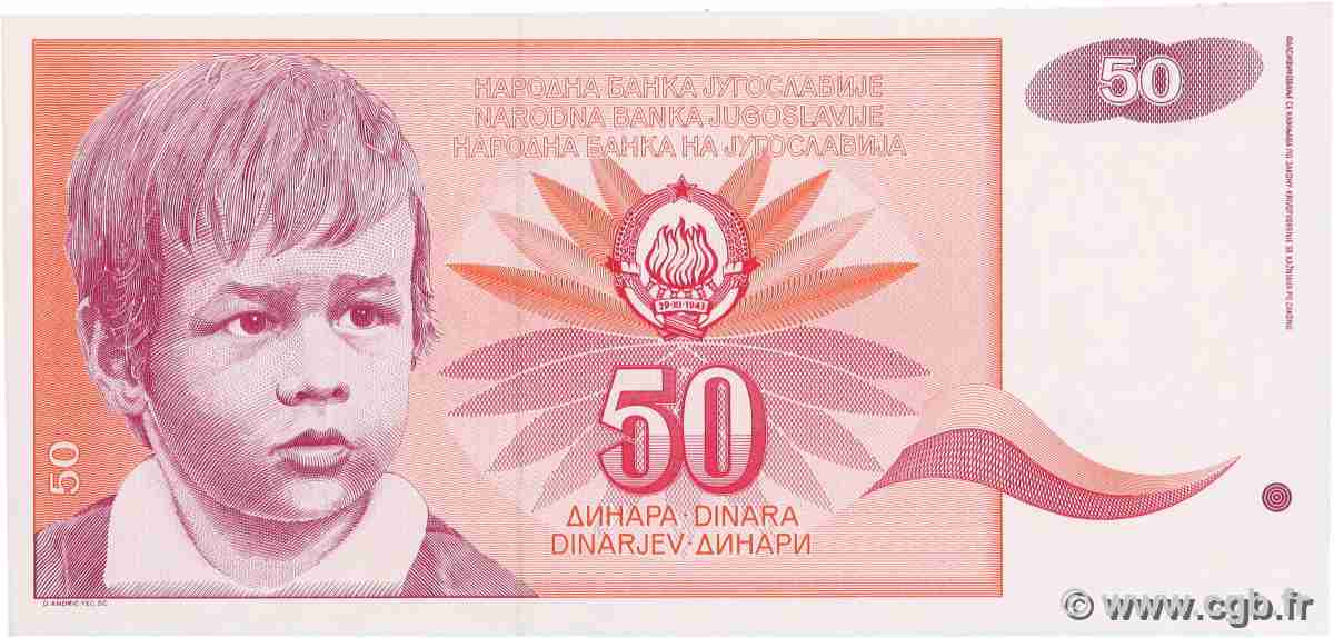 50 Dinara Non émis YUGOSLAVIA 1991 P.107B AU