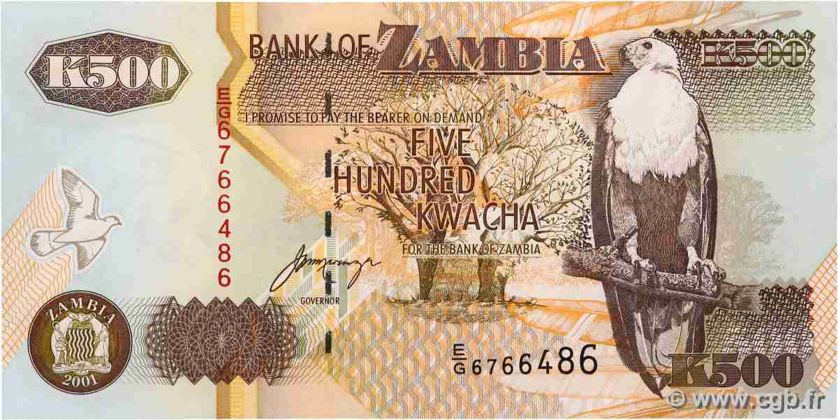 500 Kwacha ZAMBIE 2001 P.39c pr.NEUF