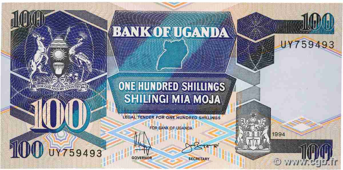 100 Shillings UGANDA 1994 P.31c UNC