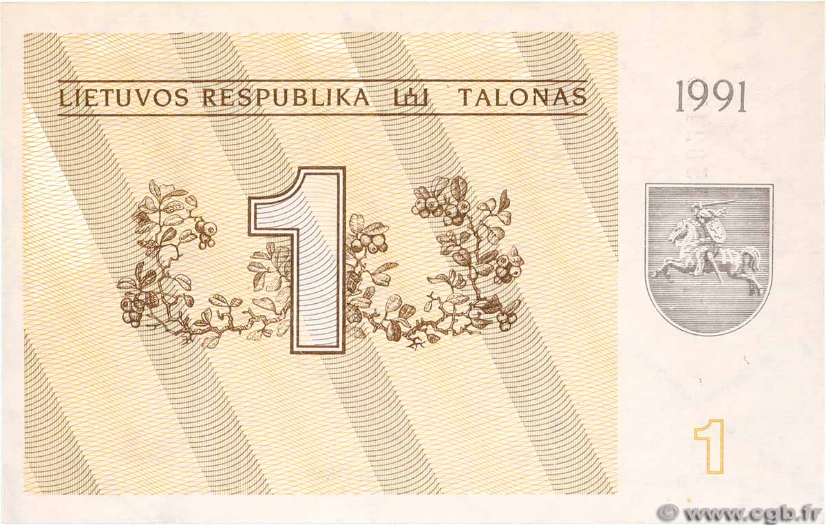 1 Talonas LITHUANIA 1991 P.32a UNC