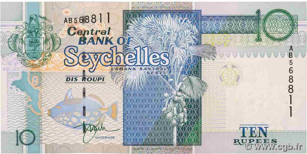 10 Rupees SEYCHELLES 1998 P.36a UNC
