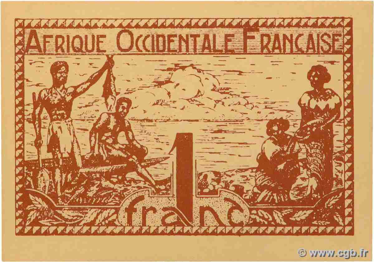 1 Franc FRENCH WEST AFRICA 1944 P.34b fST+