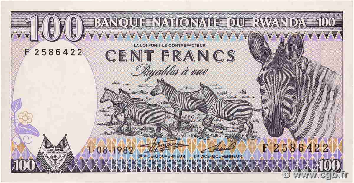100 Francs RUANDA 1982 P.18 AU