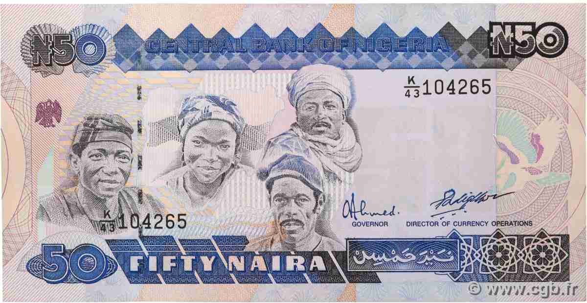 50 Naira NIGERIA 1991 P.27b SPL