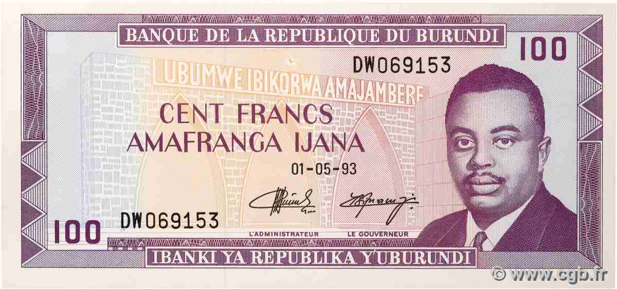 100 Francs BURUNDI 1993 P.29c FDC