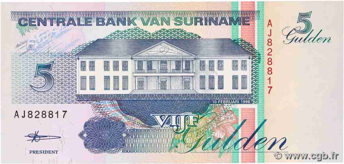 5 Gulden SURINAM 1998 P.136b UNC