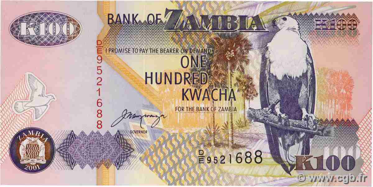 100 Kwacha ZAMBIA 2001 P.38c UNC