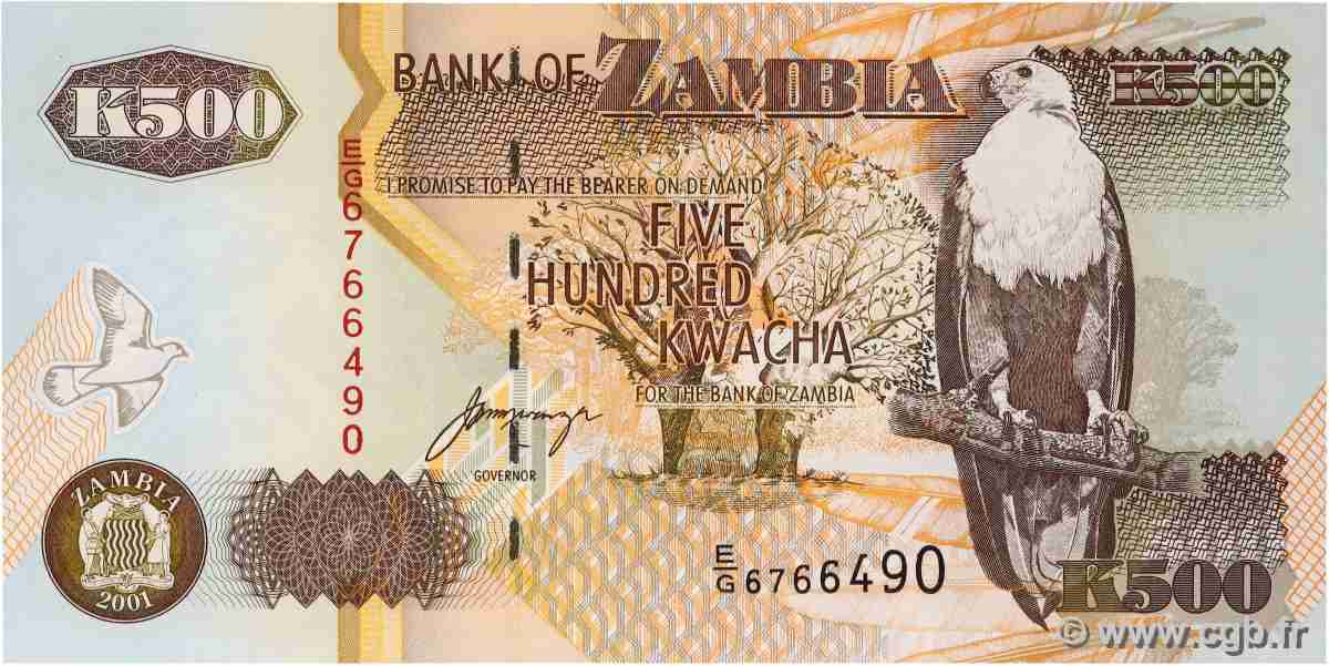 500 Kwacha ZAMBIA 2001 P.39c UNC