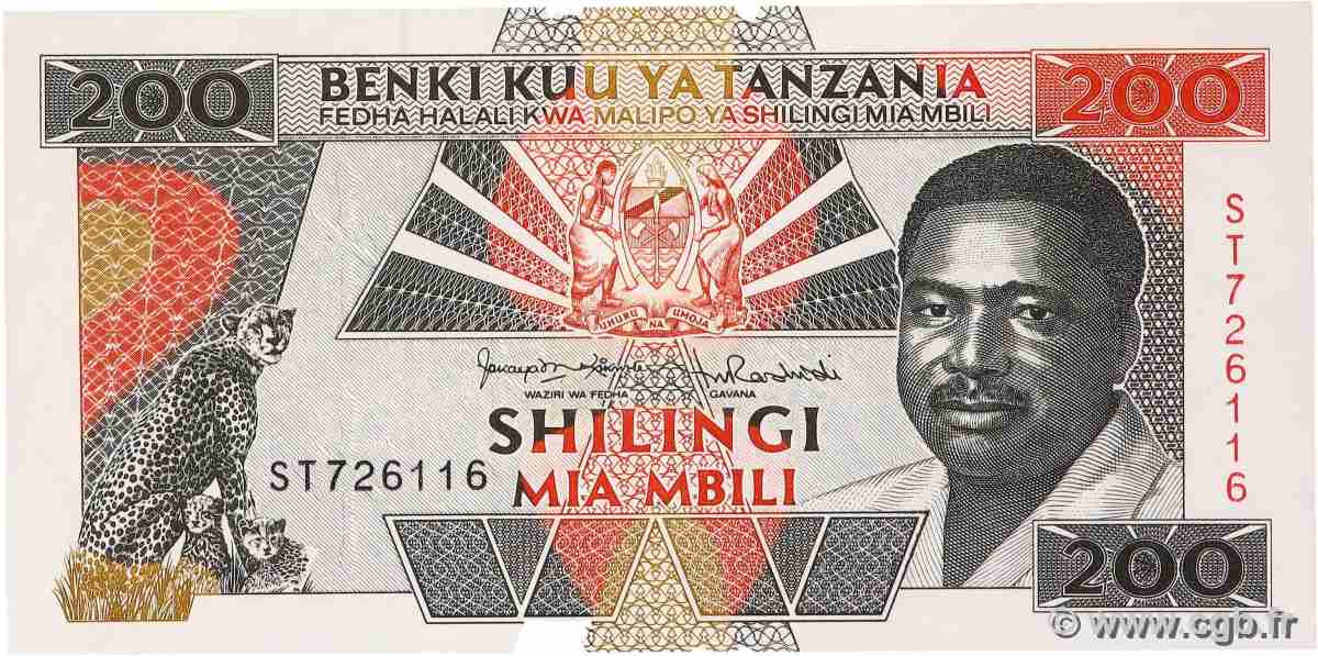 200 Shilingi TANZANIE 1993 P.25b NEUF