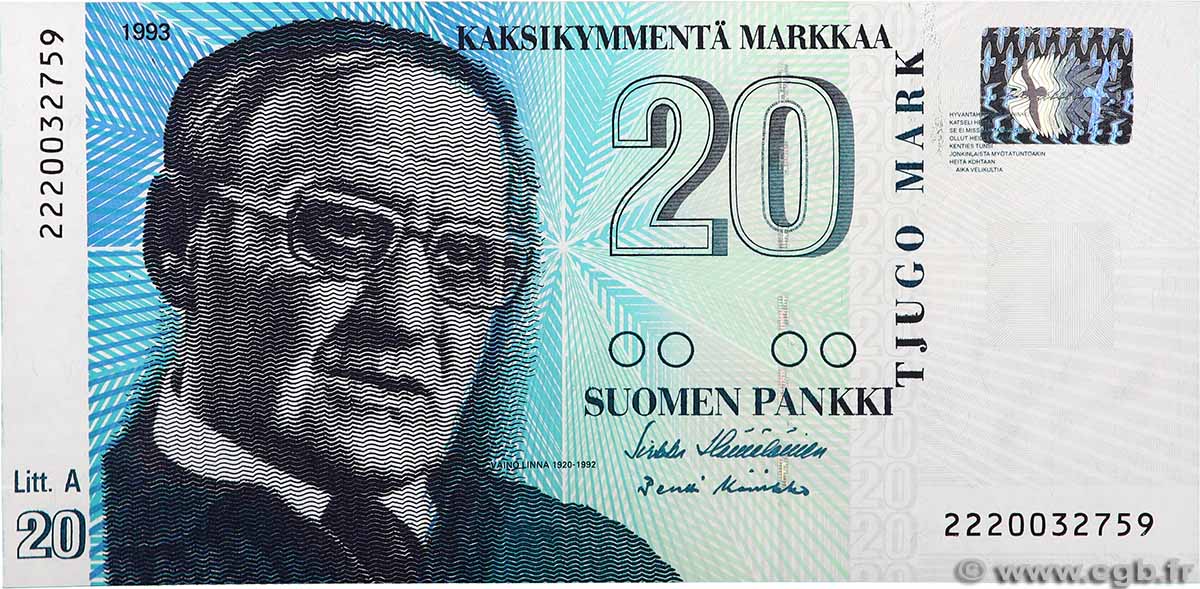 20 Markkaa FINLANDE 1993 P.123 NEUF