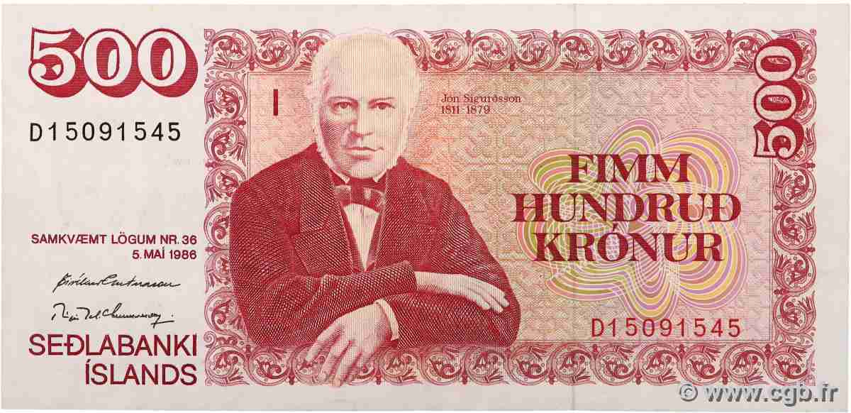 500 Kronur ISLANDE 1986 P.55a SUP