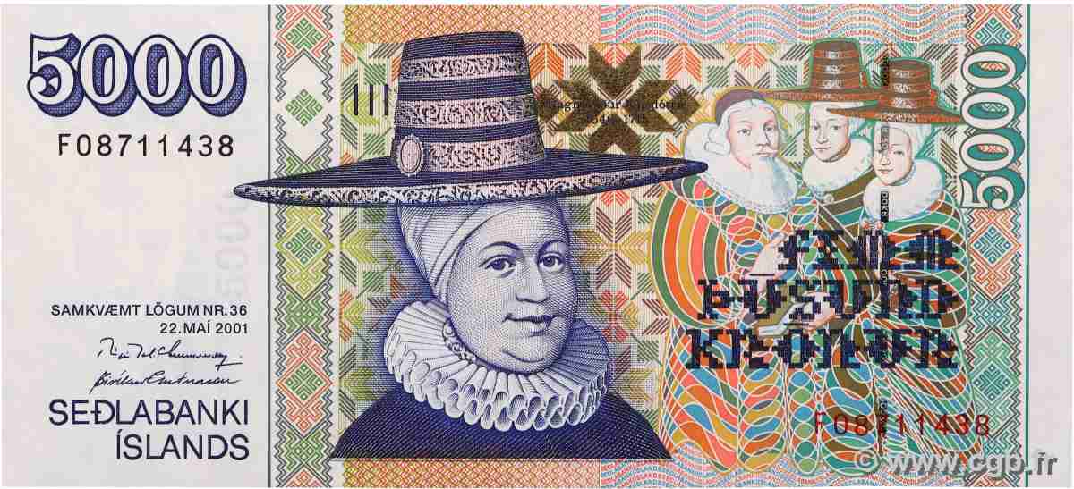 5000 Kronur ISLAND 2001 P.60 fST+