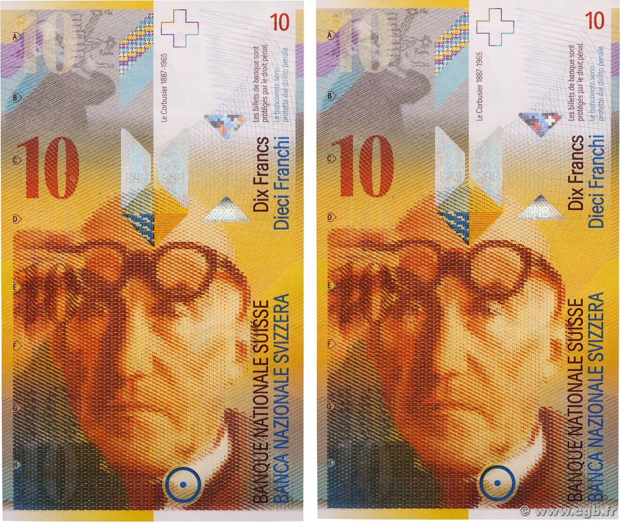 10 Francs Consécutifs SUISSE 2008 P.67c pr.NEUF