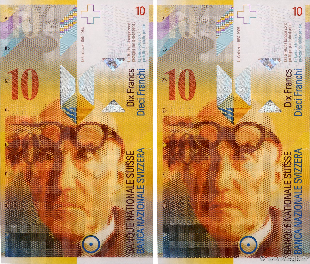 10 Francs Consécutifs SUISSE 2008 P.67c pr.NEUF