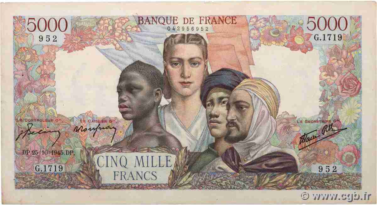 5000 Francs EMPIRE FRANÇAIS FRANCE 1945 F.47.48 TTB