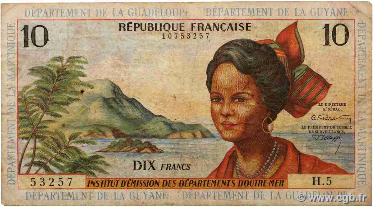 10 Francs ANTILLES FRANÇAISES 1964 P.08 B+