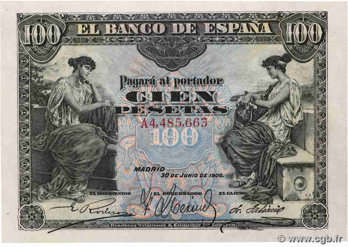 100 Pesetas ESPAGNE 1906 P.059a TTB+