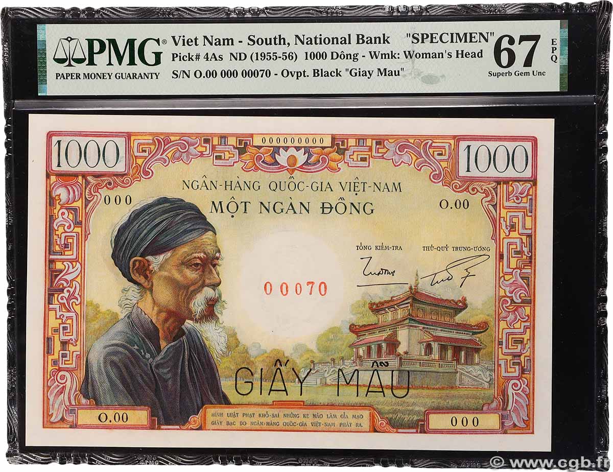 1000 Dong Spécimen VIET NAM SUD 1955 P.04As NEUF