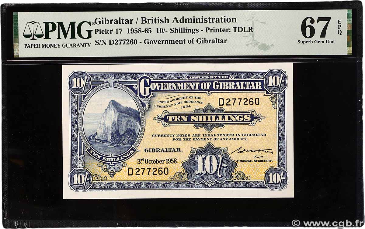 10 Shillings GIBRALTAR 1958 P.17 NEUF
