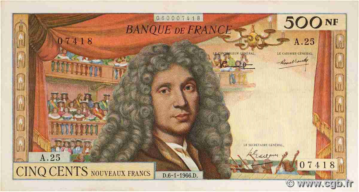 500 Nouveaux Francs MOLIÈRE FRANCIA 1966 F.60.09 q.BB