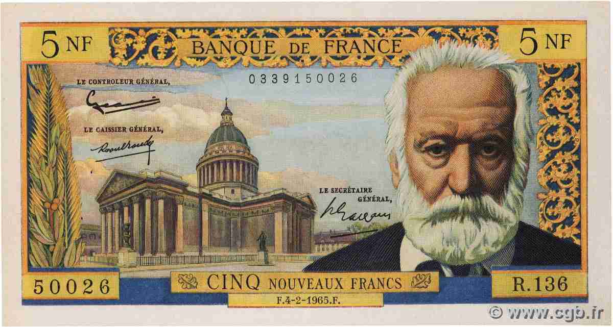 5 Nouveaux Francs VICTOR HUGO FRANCIA 1965 F.56.17 q.SPL