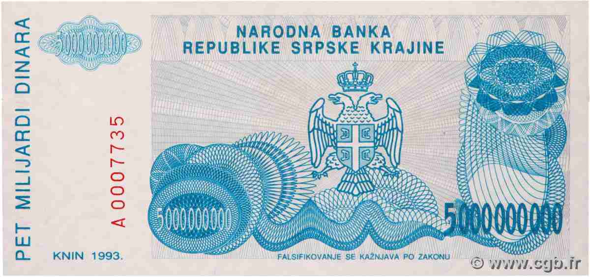 5000000000 Dinara CROATIA 1993 P.R27a UNC